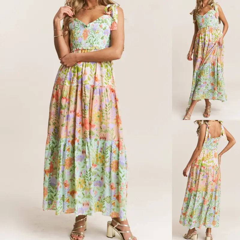 Floral Tie Shoulder Dress