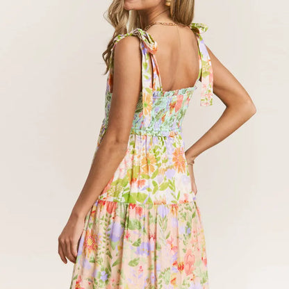 Floral Tie Shoulder Dress