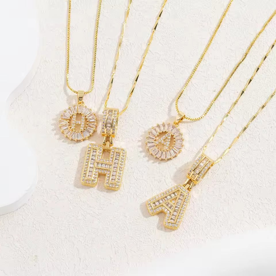 Zircon Stone Pendant Necklace (2 Pack)
