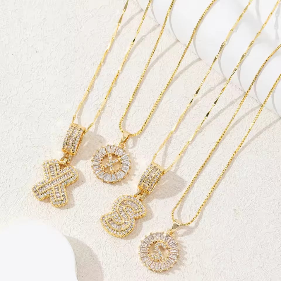 Zircon Stone Pendant Necklace (2 Pack)