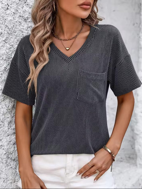 Ribbed V Neck Top