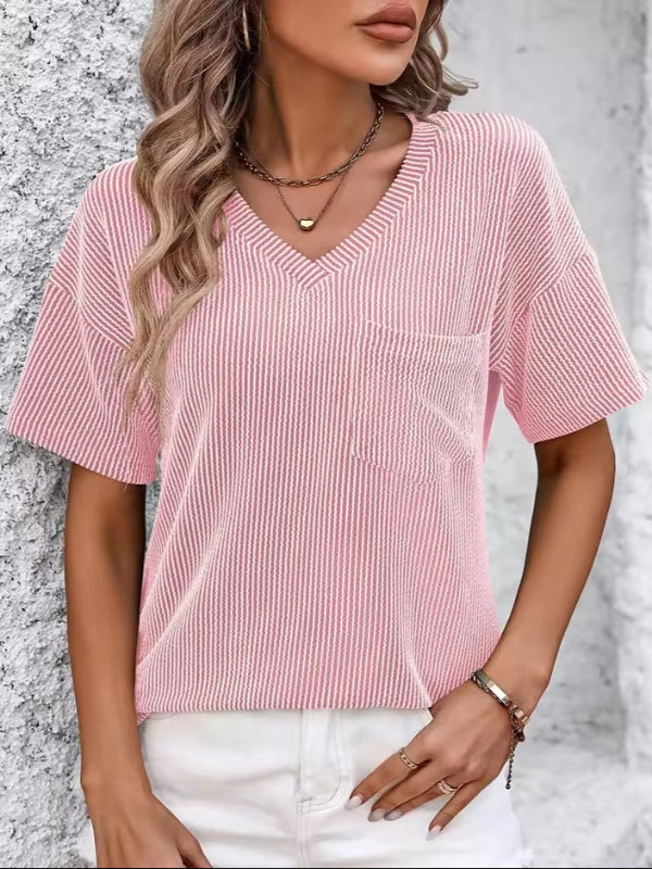 Ribbed V Neck Top