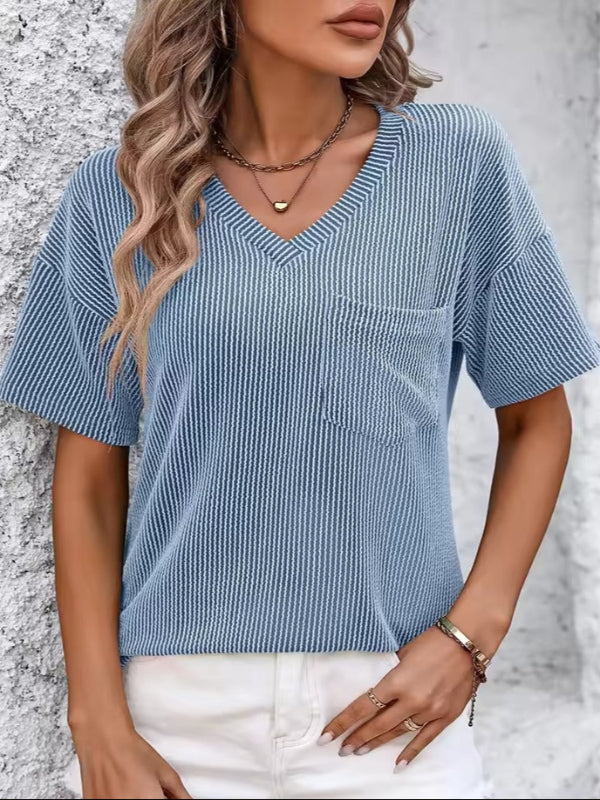 Ribbed V Neck Top