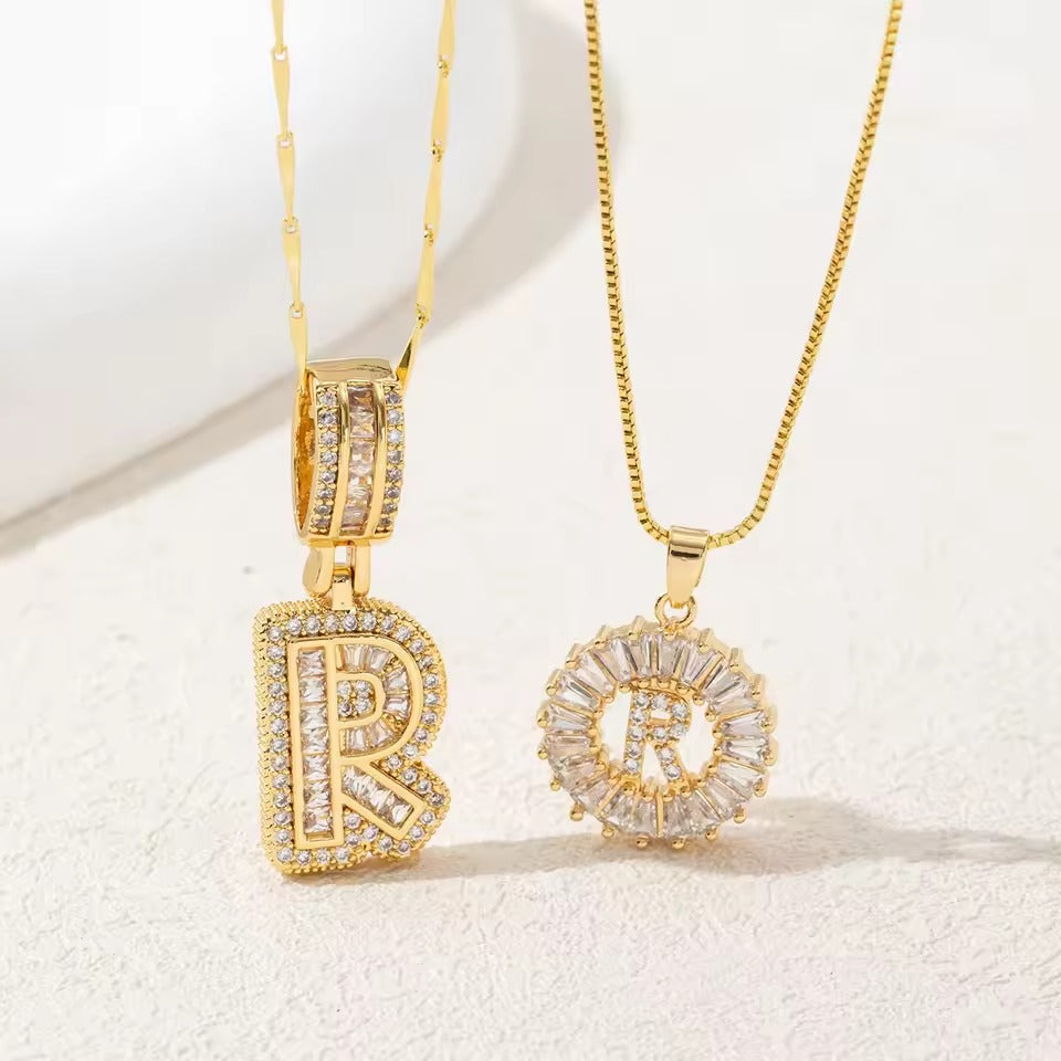 Zircon Stone Pendant Necklace (2 Pack)