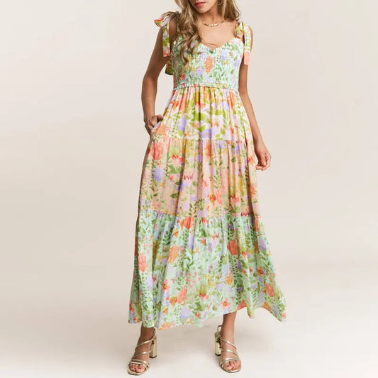 Floral Tie Shoulder Dress