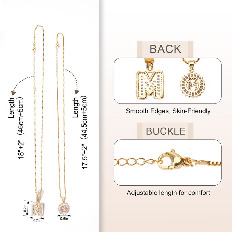 Zircon Stone Pendant Necklace (2 Pack)